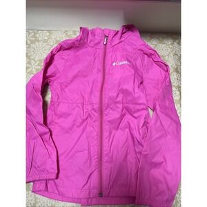 Columbia Pink Girls Rain/Windbreaker Zip-up Jacket Sz Small (7/8)
